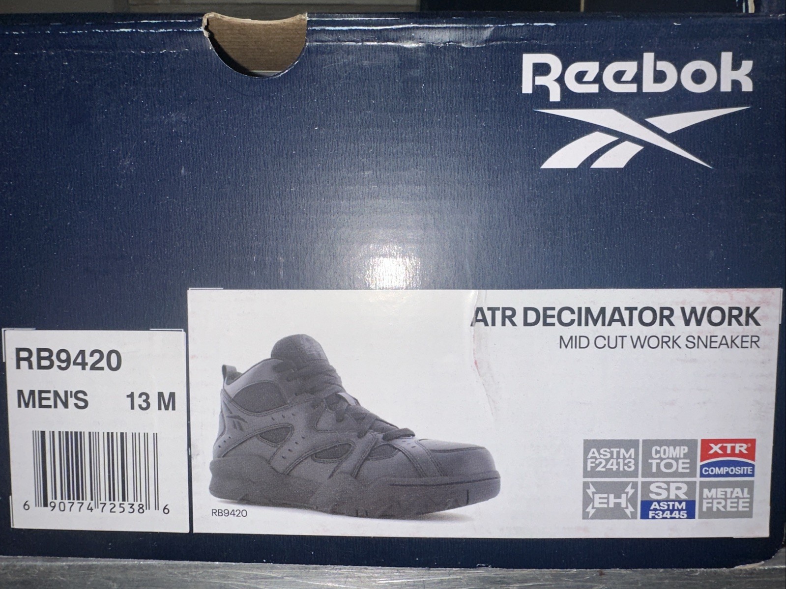 REEBOK ATR DECIMATOR WORK MEN'S ATHLETIC SAFETY TOE / METGUARD - Size 13 M