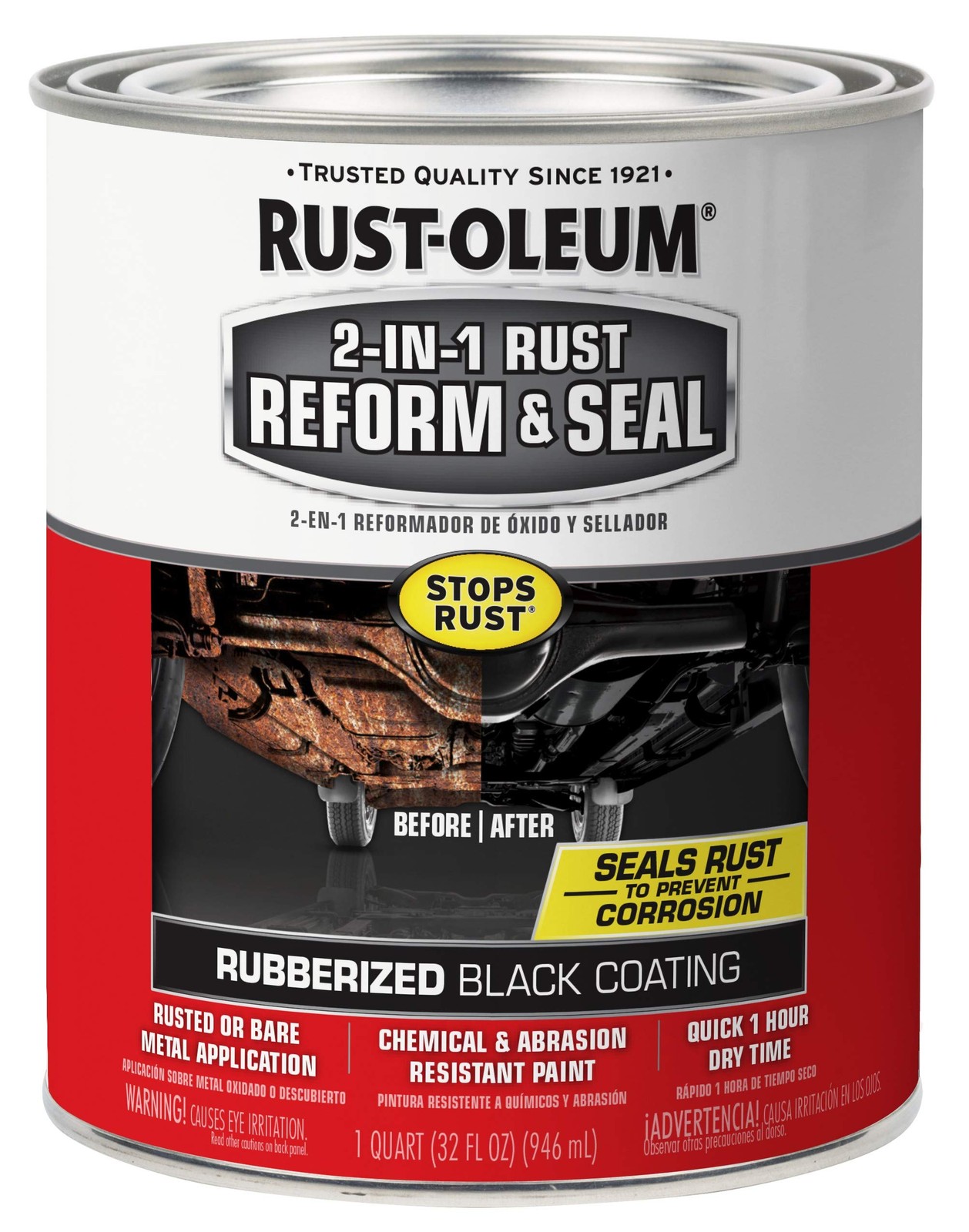 Rust-oleum 344763 Automotive 2-In-1 Rust Reform & Seal, Quart, Black,