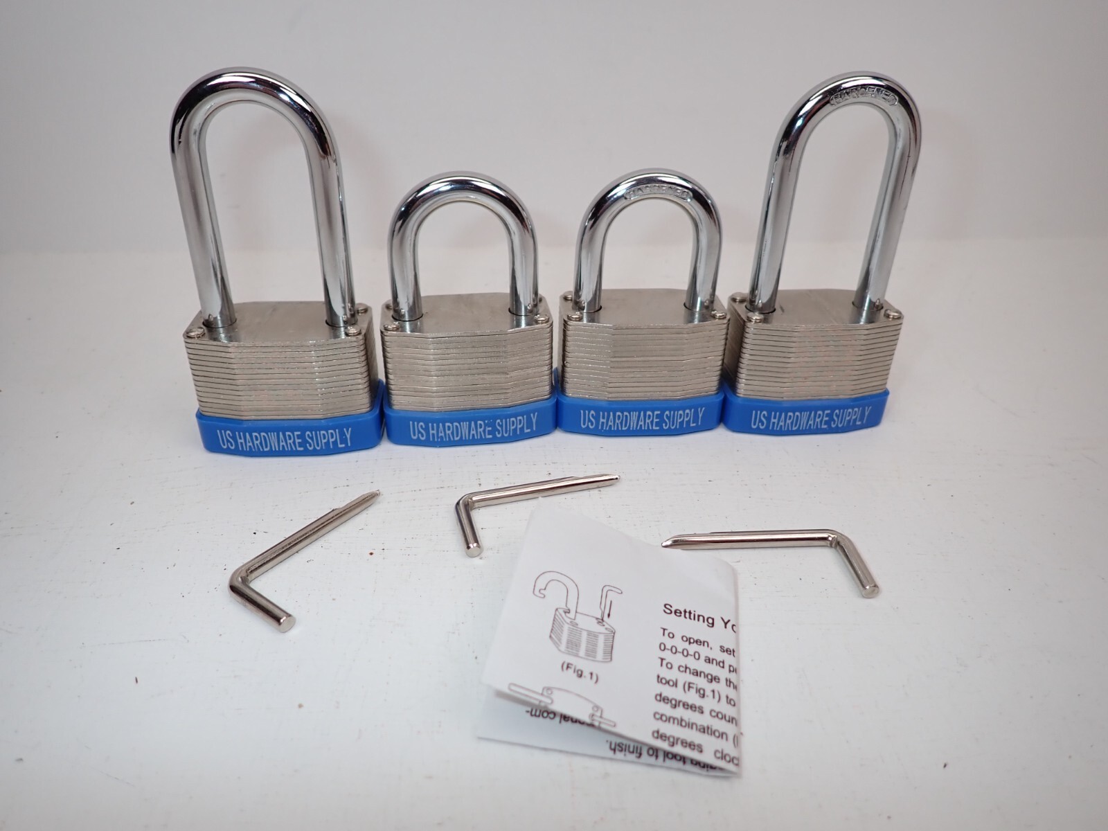 US Hardware Supply 4 Number Combination Padlocks 2 Sizes Hardened Steel 4 each