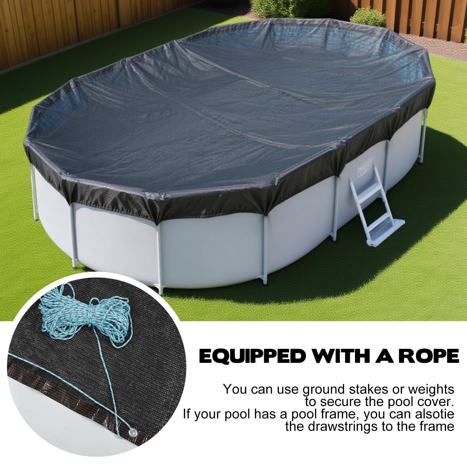 10' x 16' Oval Pool Leaf Net Cover with String, Winter 12 x 18 ft, Blue