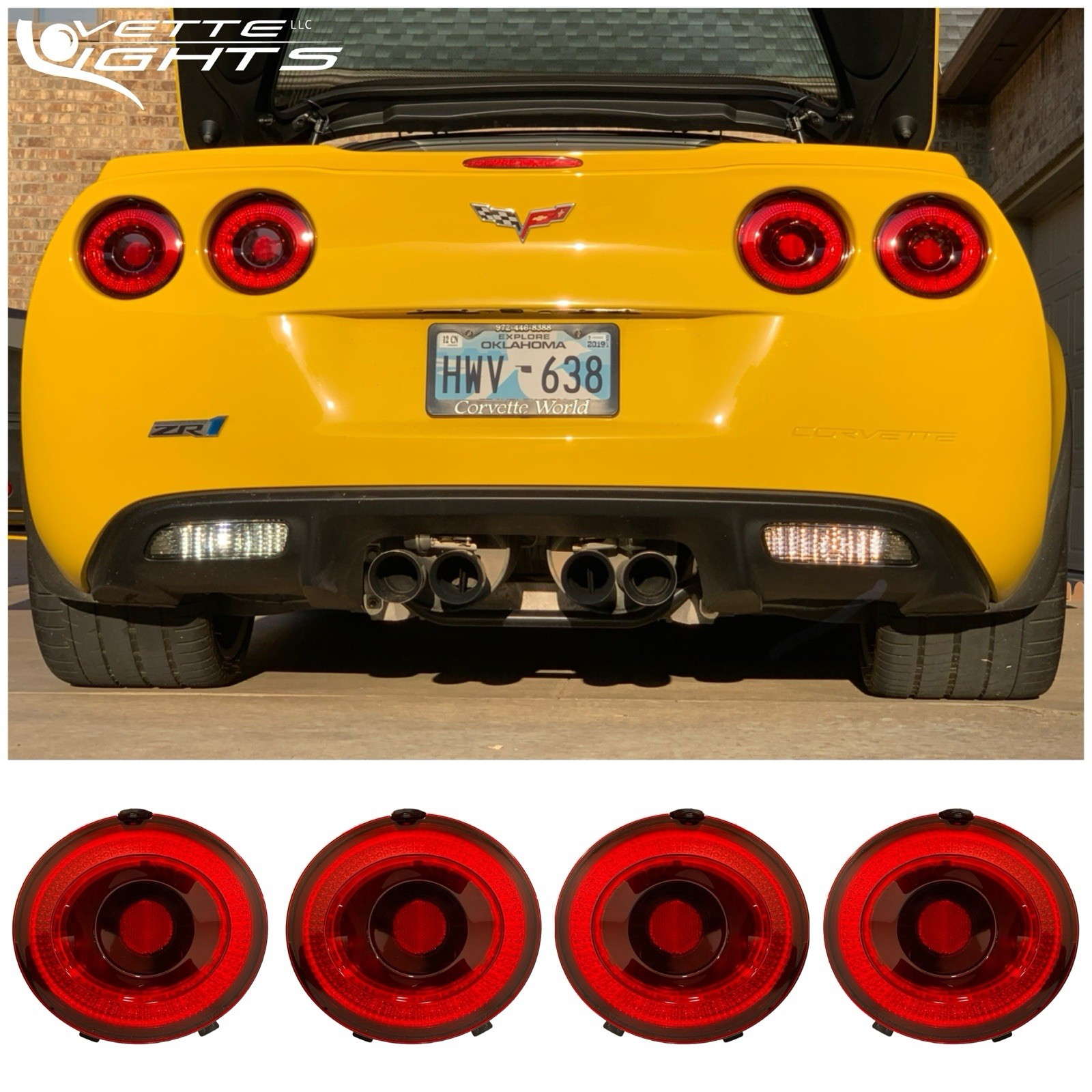2005-2013 C6 Corvette Co+ “Gen 1” Style Plug & Play LED Tail Lights [Red Lens]