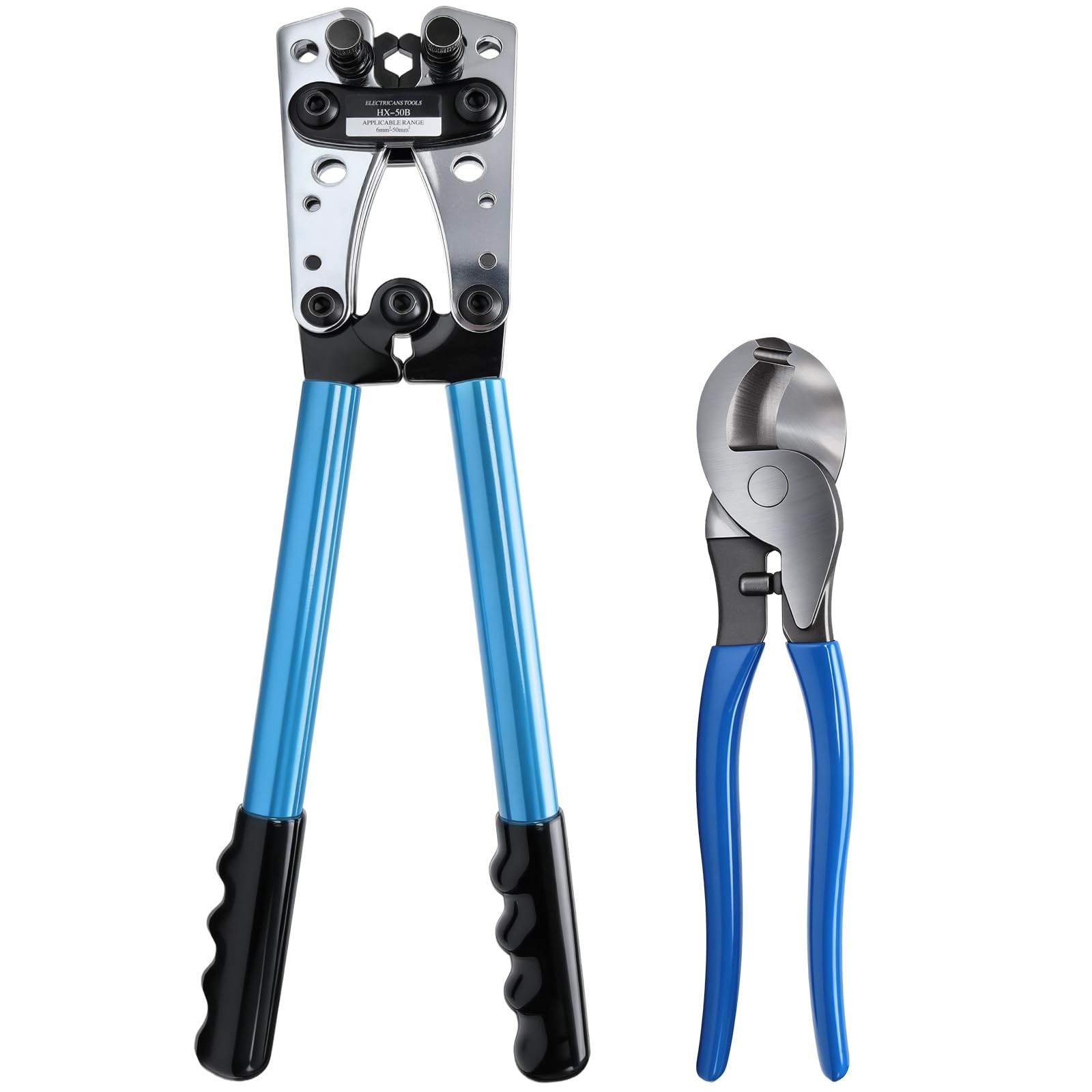 Heavy Duty Battery Cable Lug Crimping Tool with Cable Cutter - AWG 10-1/0 Ele...