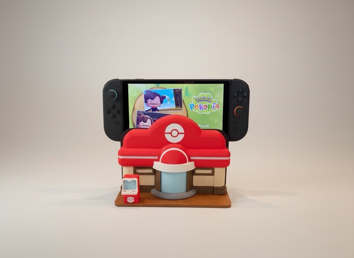 Pokopia Center Nintendo Switch 2 Dock Holder. 3D Printed Nintendo Stand. Gaming