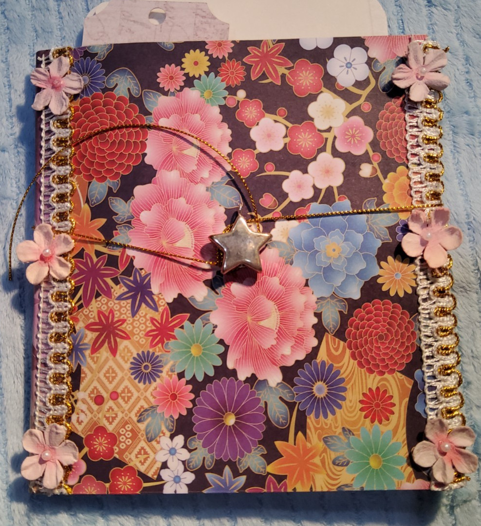 Handmade Scrapbook Junk Journal Photo Album 6"x6" Floral Garden Theme