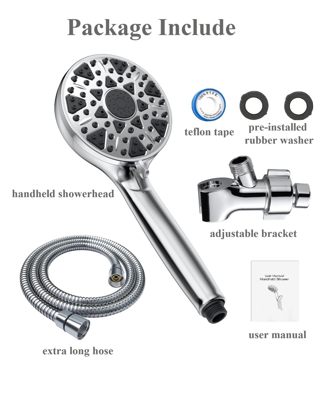 Shower Head with Handheld High Pressure Multi-Function 7 modes, Built-in Powe...