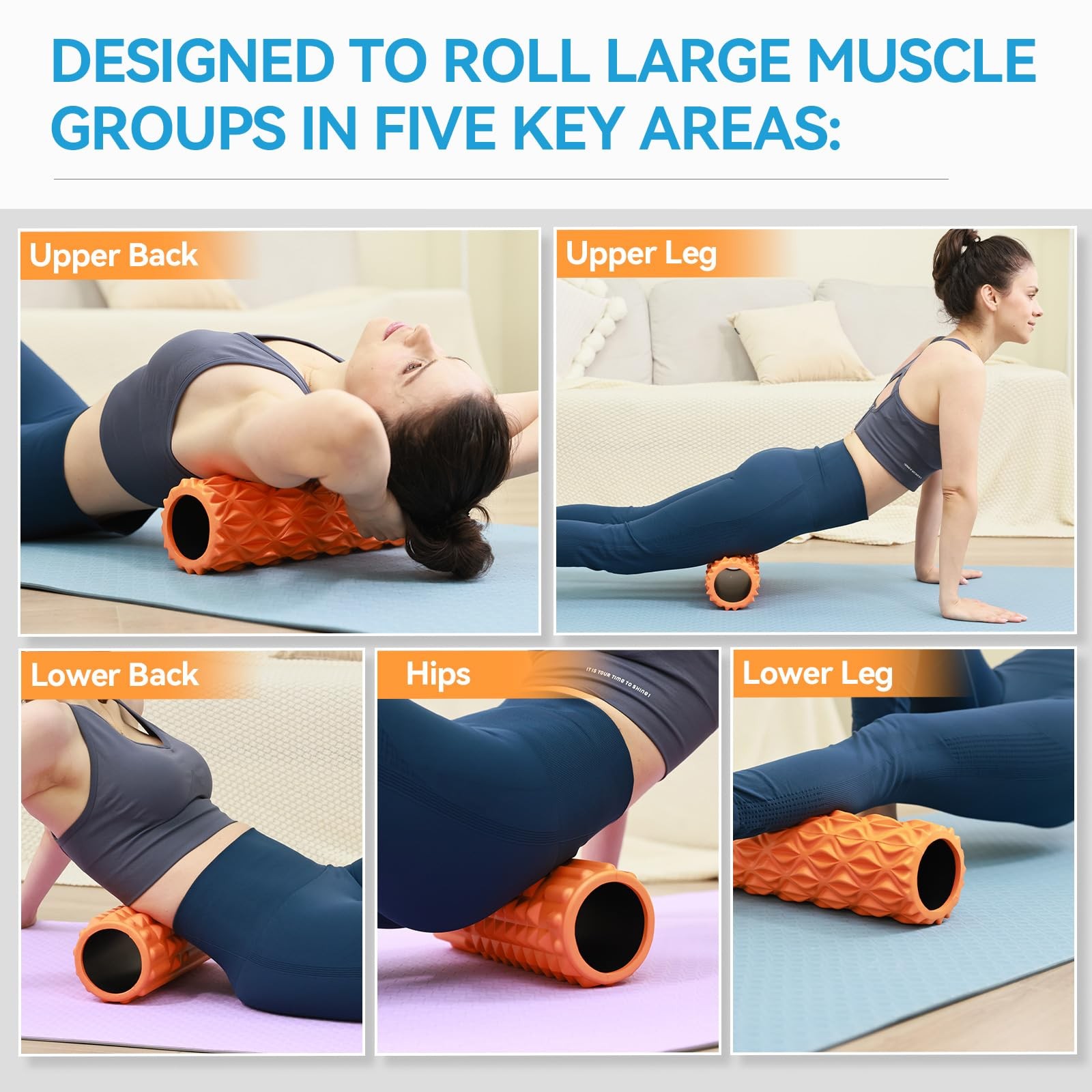 Foam Roller, 15 inch High Density Massage Roller for Exercise