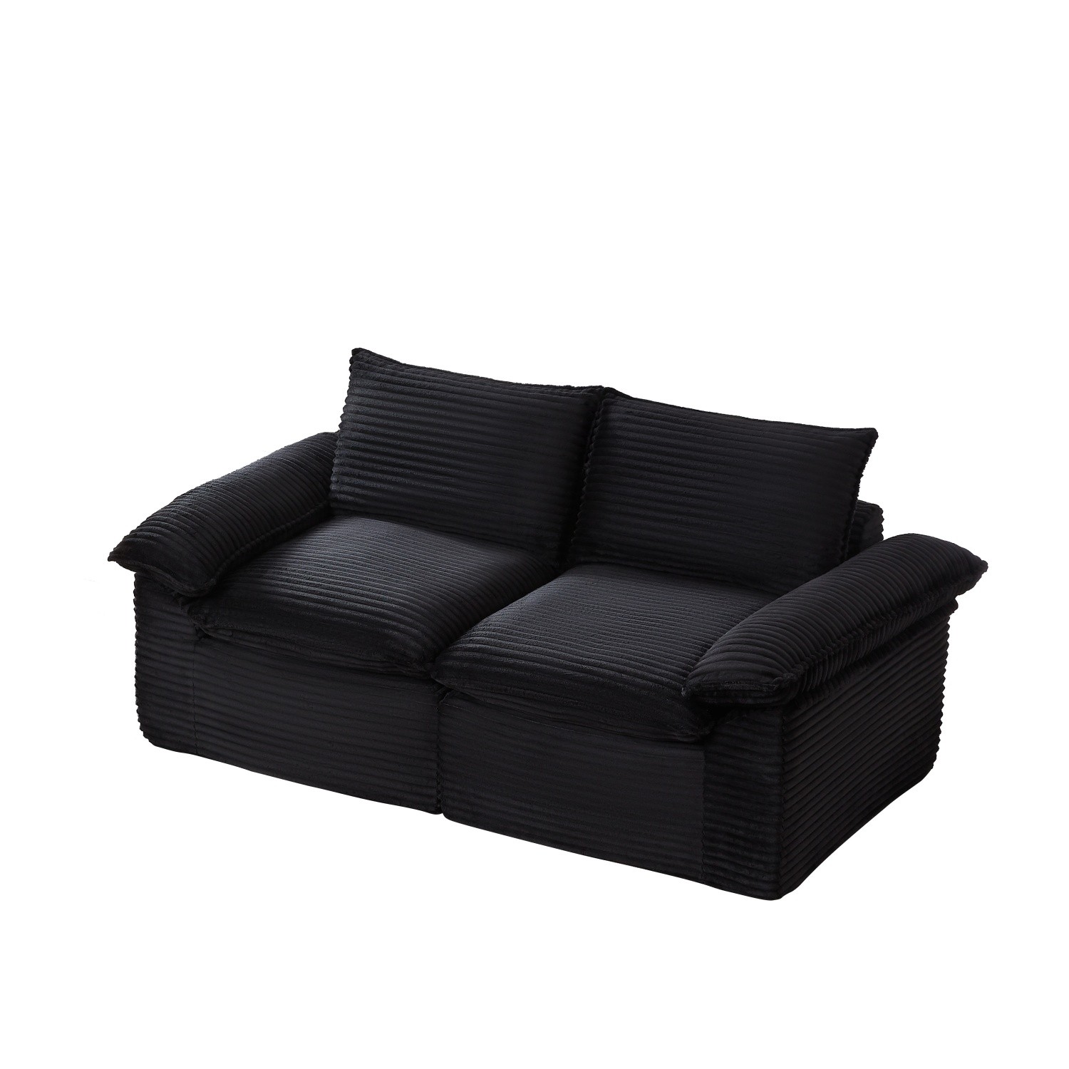 Modular Loveseat for Small Spaces Modern Corduroy 2 Seater Floor Sofa with Arms