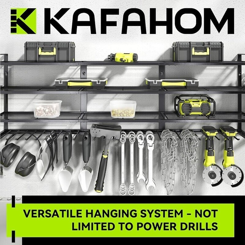 Large Power Tool Organizer Wall Mount 4-Tier Rack 13 Drill Holder W/ Accessories