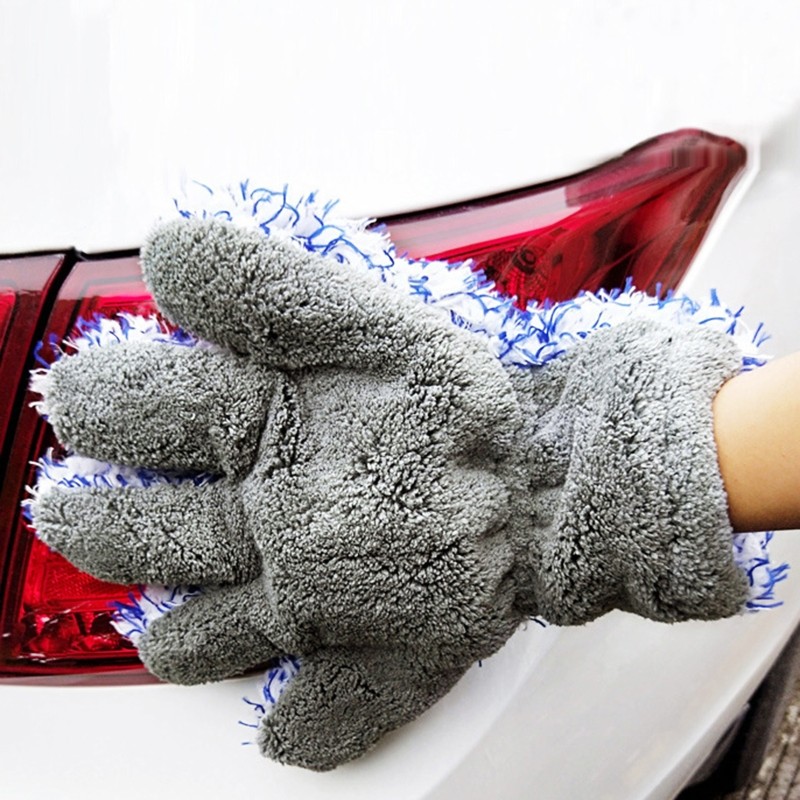 Double Sided Car Washing Mitts Dusting Microfiber Gloves Cleaning Rag Durable