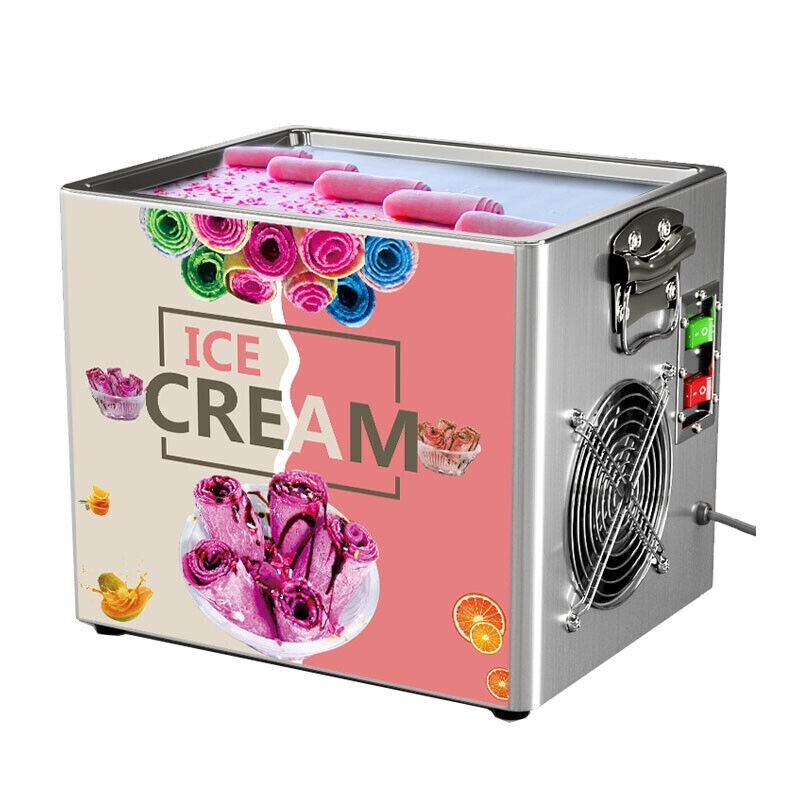 Electric Rolled Ice Cream Machine Cold Fried Yogurt Roll Fruit Milk Fry Pan