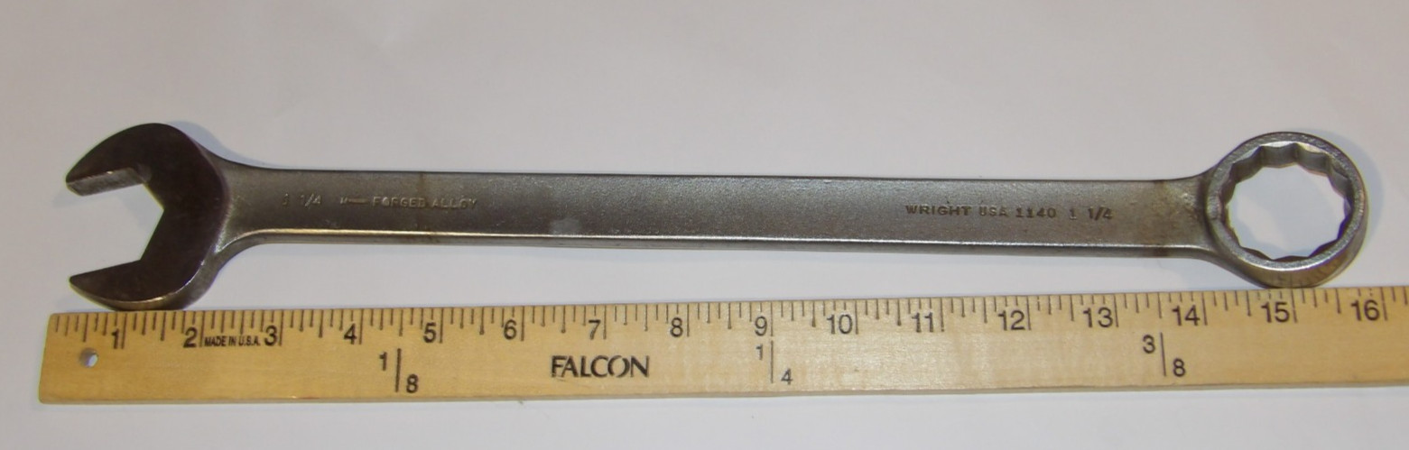WRIGHT TOOL 1 1/4" COMBINATION WRENCH! 1140, SATIN FINISH! FORGED ALLOY! USA!