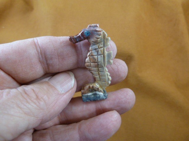 Y-SEAH-WB-22 SEA HORSE red tan seahorse dragon carving stone SOAPSTONE seahorses
