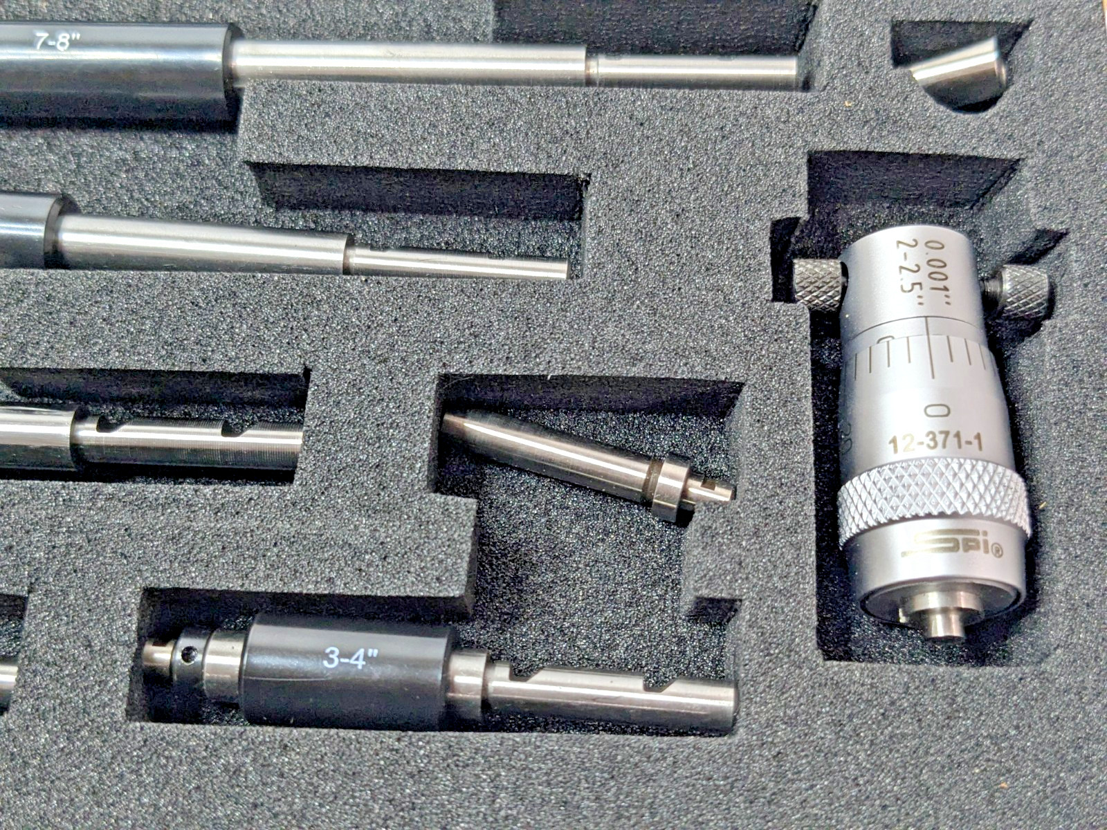 SPI Interchangeable Rod Micrometer Mechanical 2" to 8" Range 12-371-1