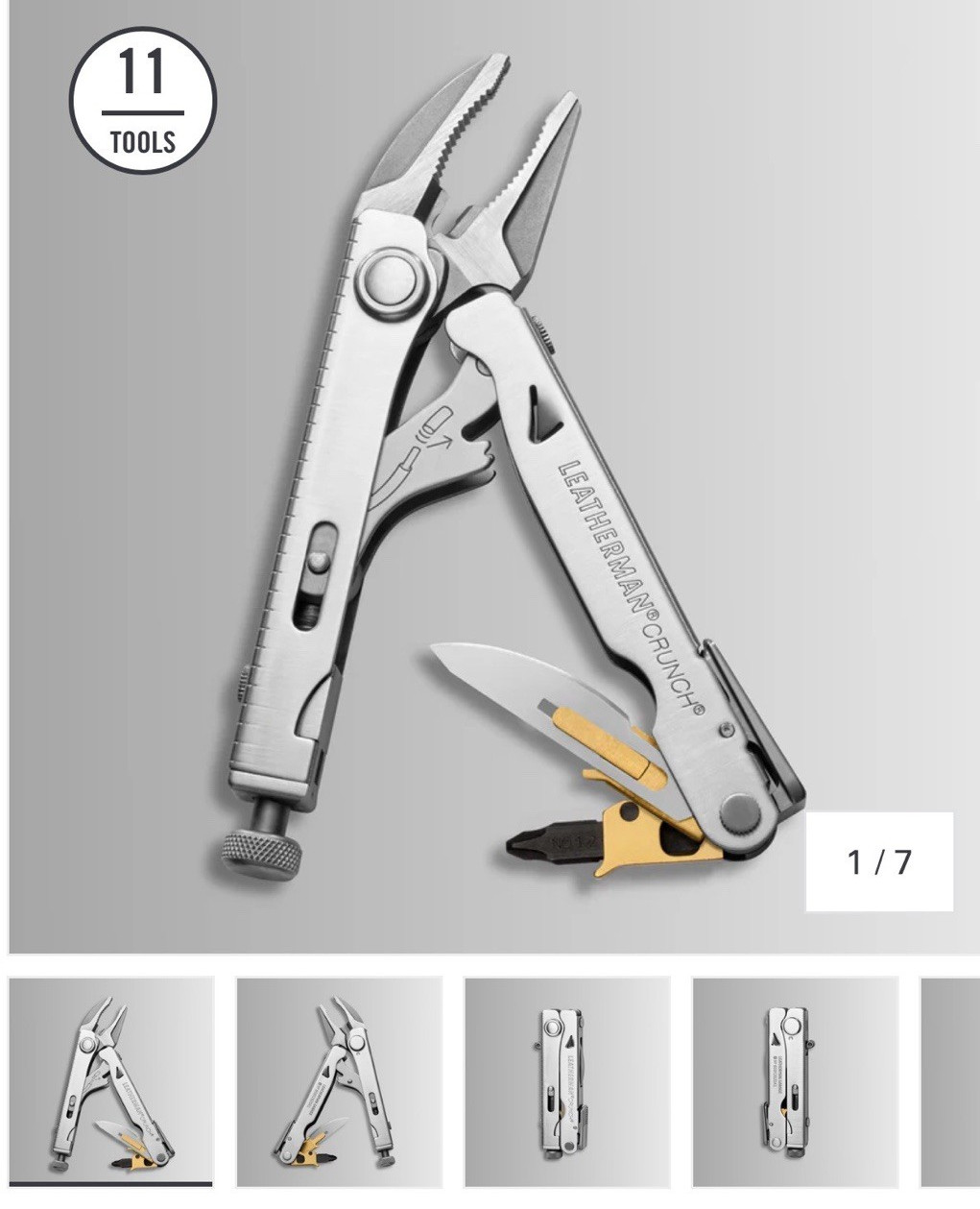 PRESALE - Leatherman Crunch Multi-Tool Stainless Steel 11 Tools 1 in Blade Width