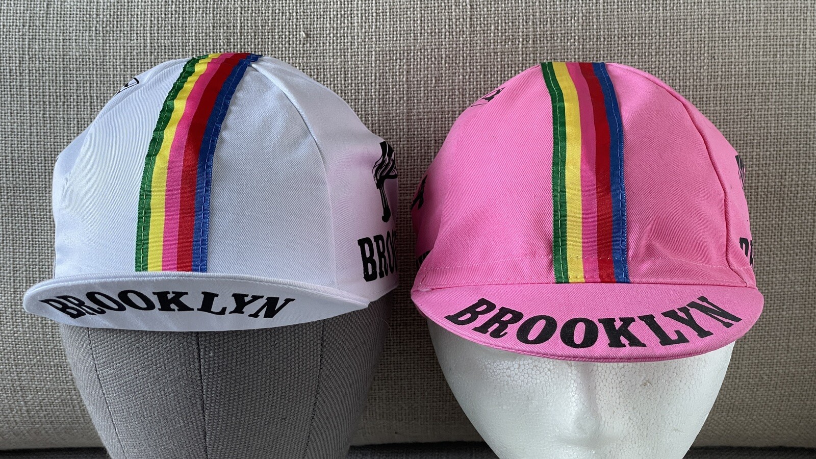 A Pair (2) Brooklyn Cycling Team Italian Made Cycling Caps Hats One Size