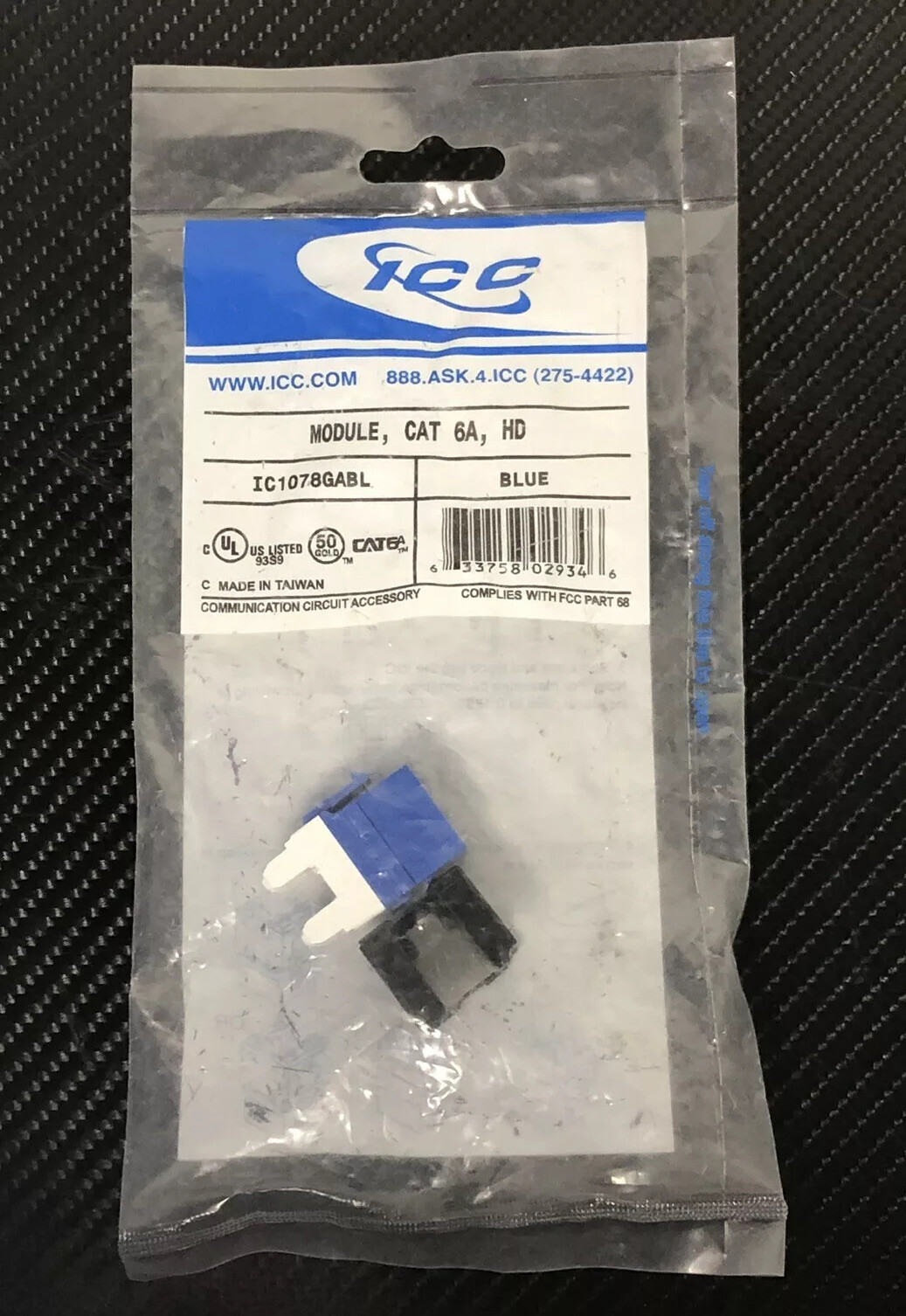 ICC ICC-IC1078GABL / Module CAT6A- HD, Blue Connector - NEW! FAST!