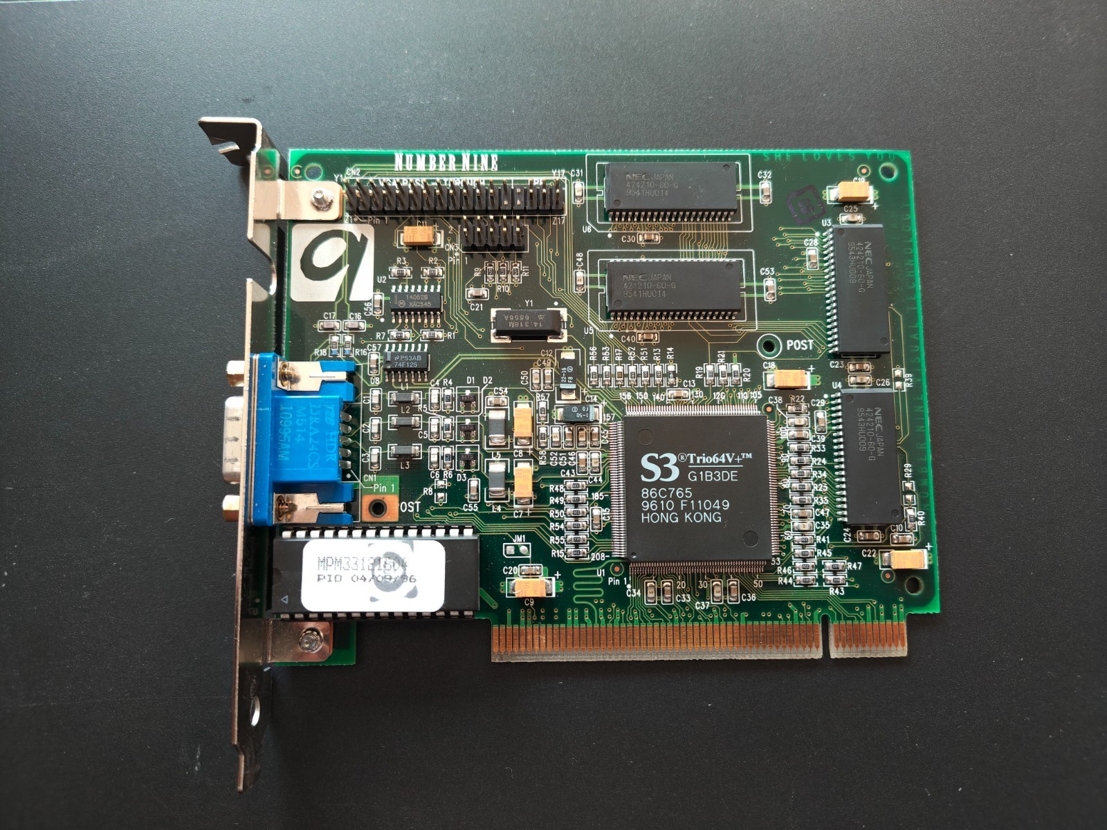 1996 Vintage Card Number Nine 9FX Motion 331 S3 Trio64V+ 86C765 2 MB RAM Tested