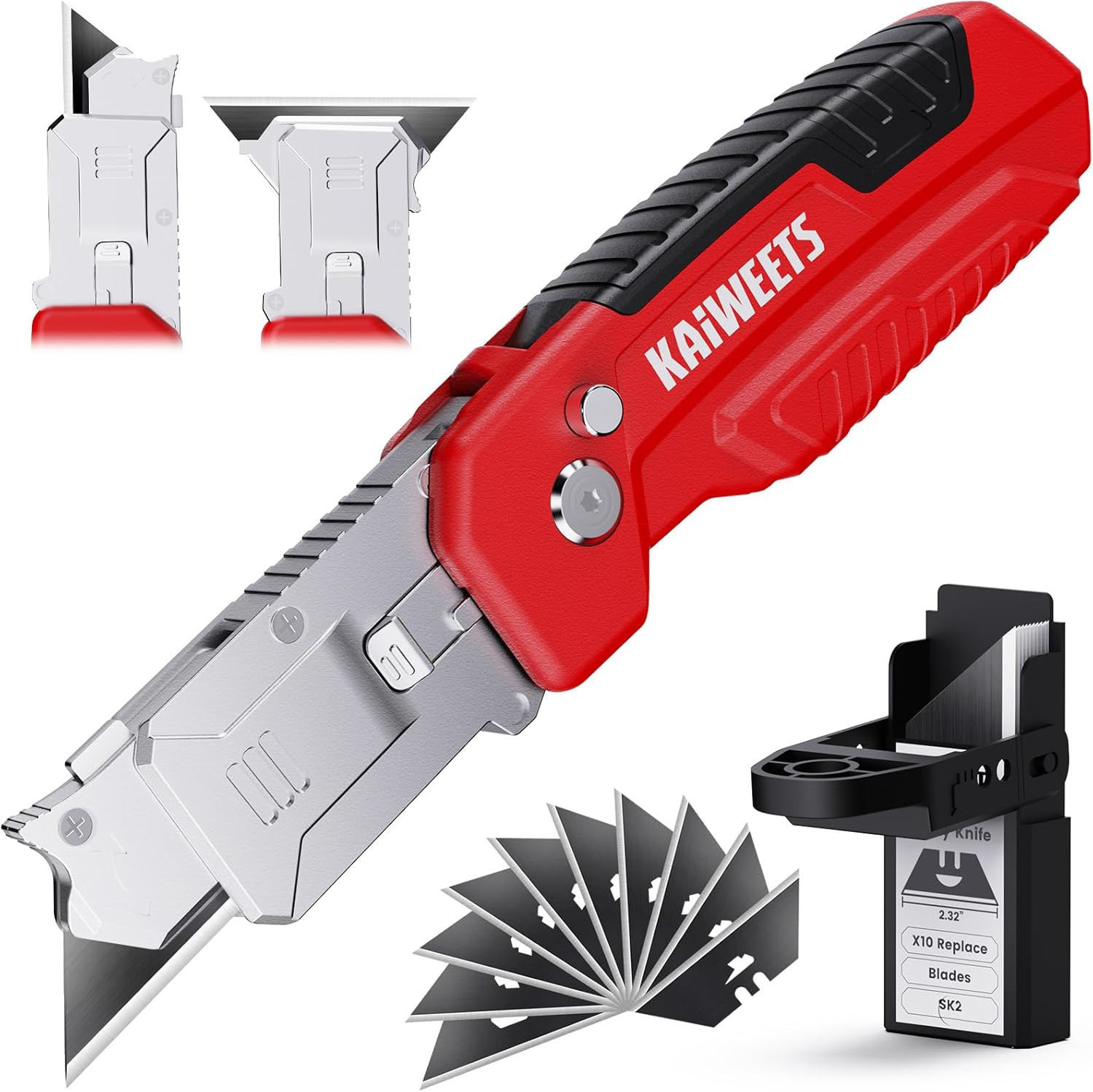 Utility Knife Scraper,2-In-1 Folding Box Cutter with Blade Storage, Heavy Duty Z