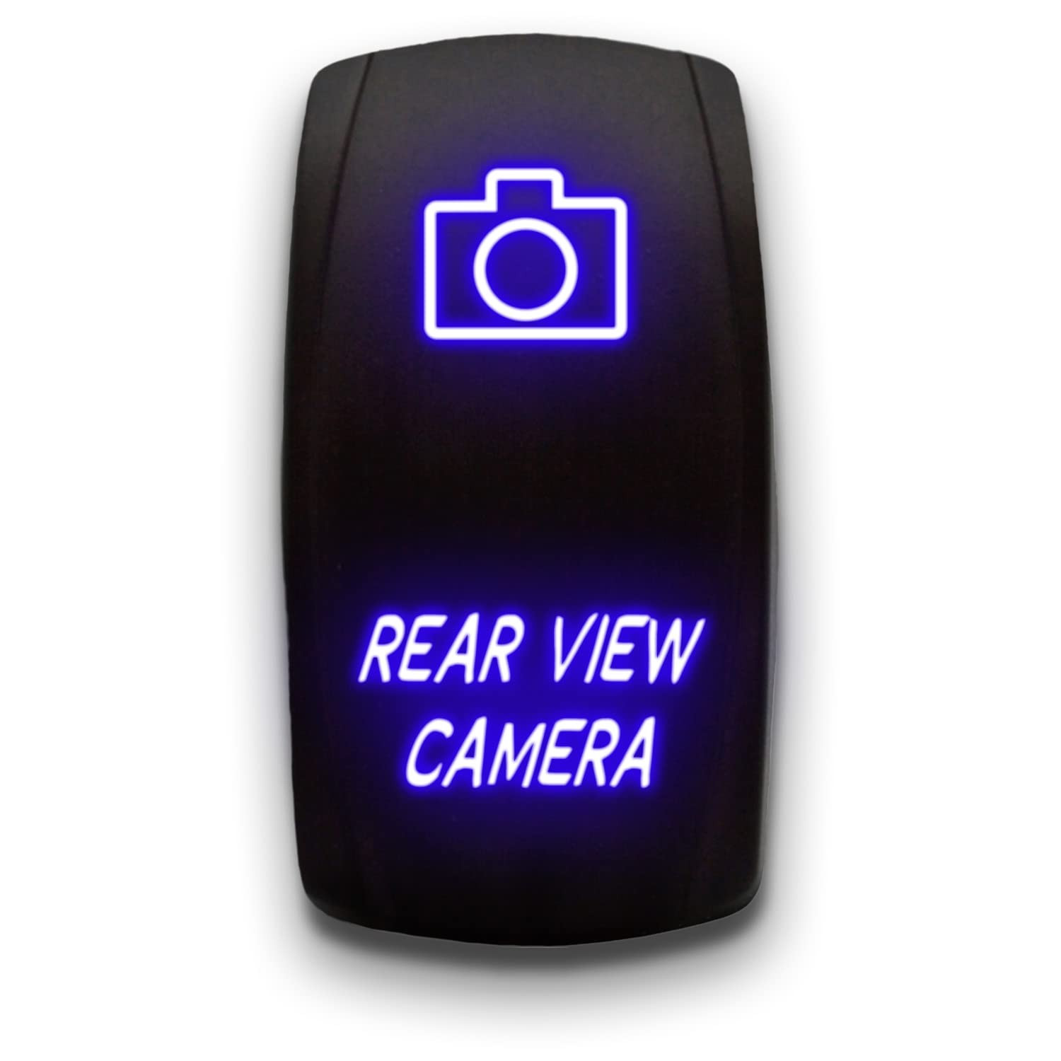 Rear View Camera - Blue - Laser Etched Toggle Switch 20A 12V - Vertical Rocke...