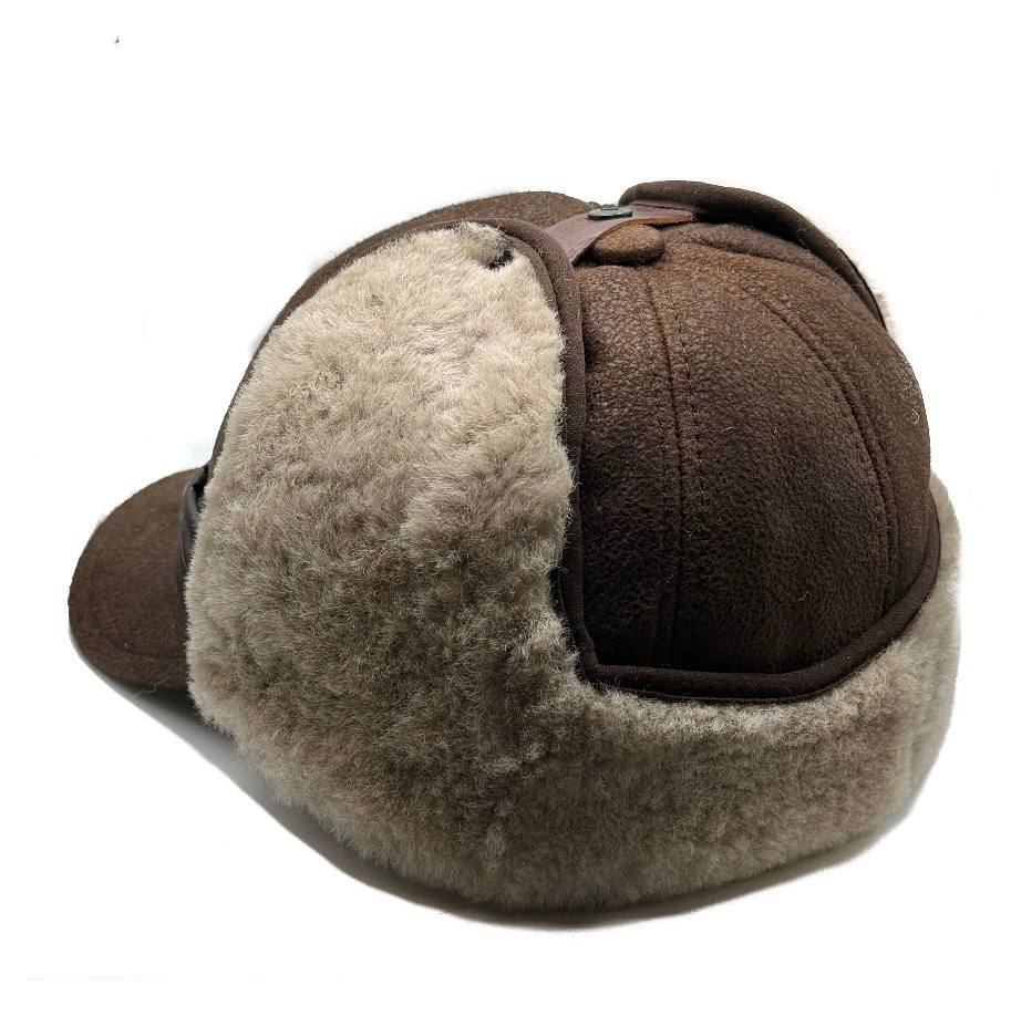 Men's FUR WINTER HAT Sheepskin Shearling LEATHER TRAPPER USHANKA Hat M-XXXL