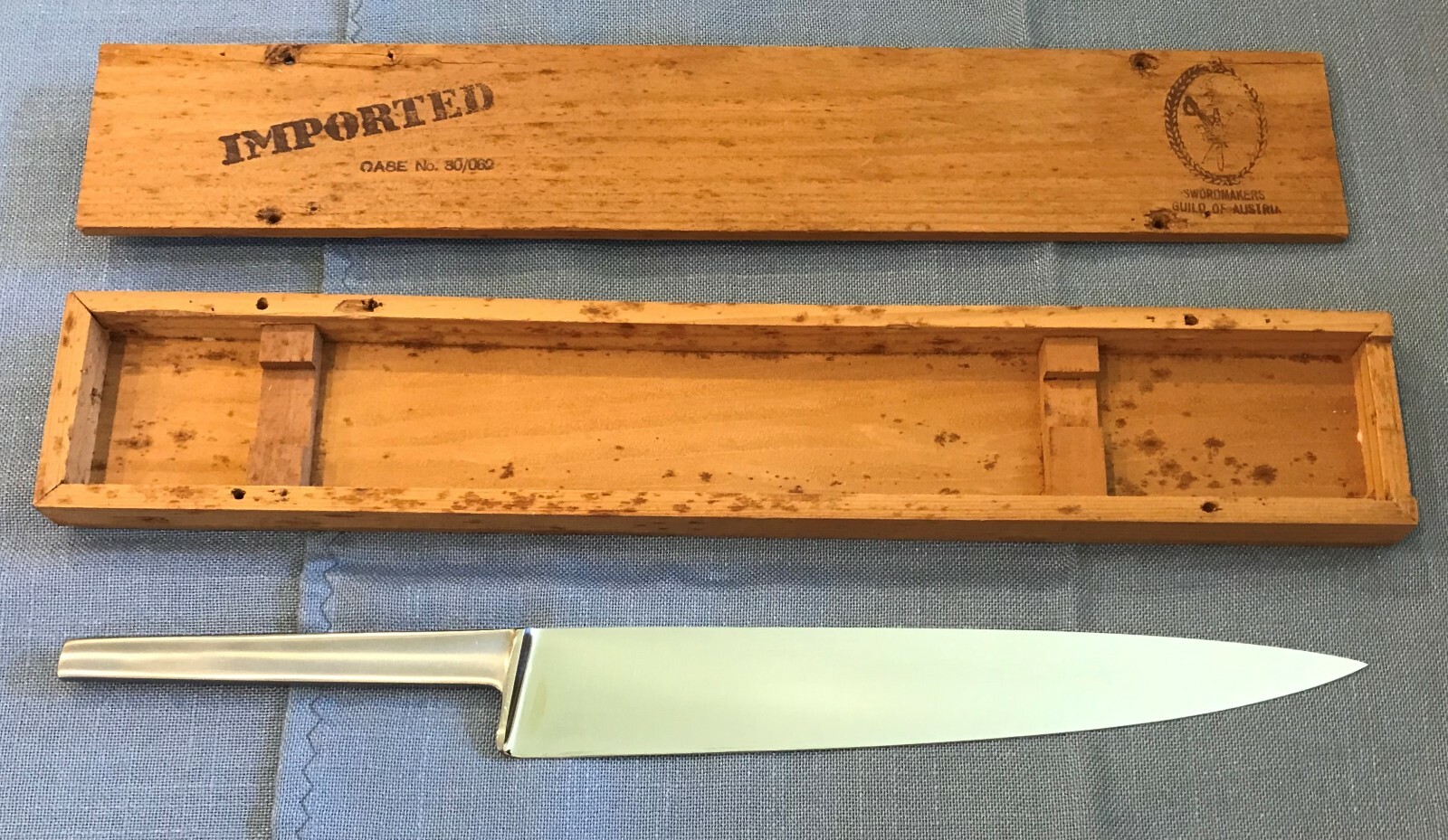 Vintage SwordMakers Guild Of Austria 10" Chef's Knife With Original Wood Box VGC