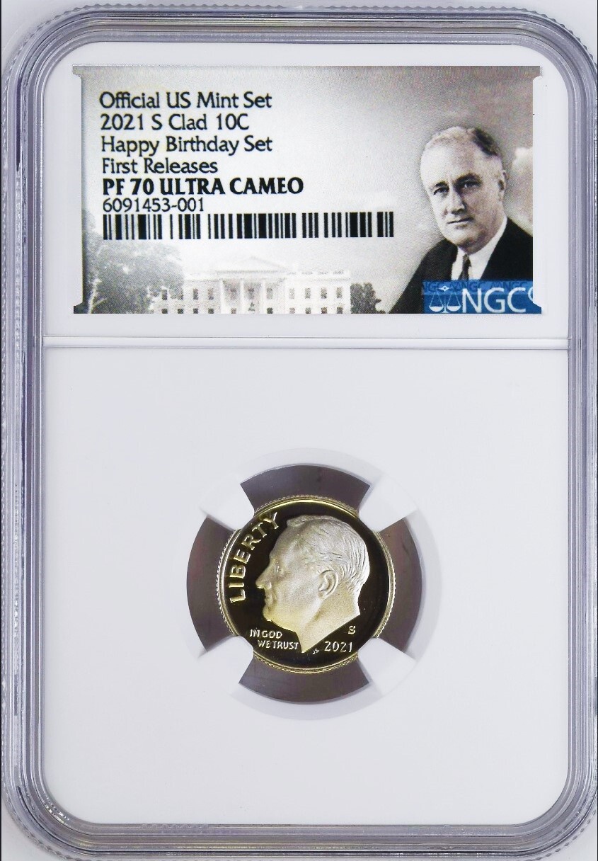 2021 S Proof HAPPY BIRTHDAY SET Version 10C Clad Roosevelt Dime NGC PF70 UC FR