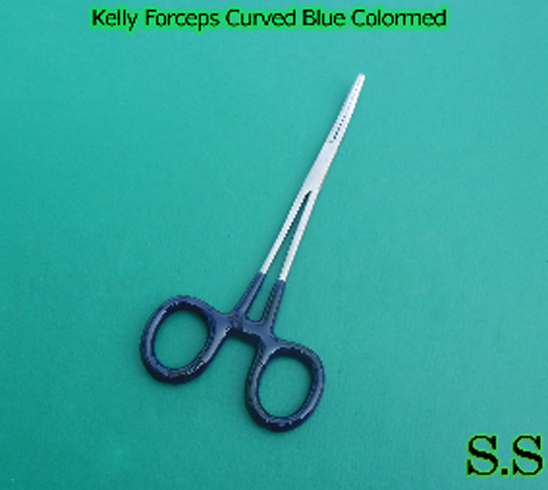 1 Pc Kelly Forceps Curved 5.5" Blue Color Dep Instruments EMT Nurse