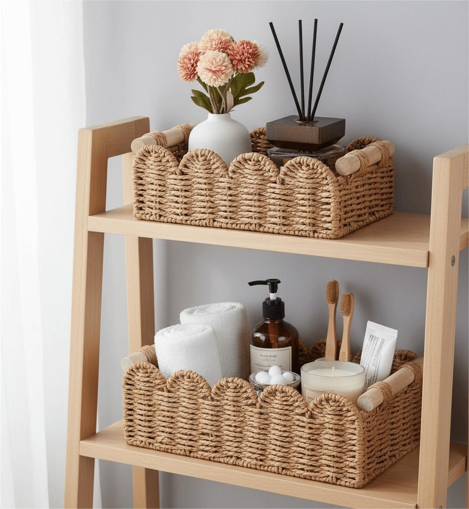 Scalloped Storage Basket for Over Shelves