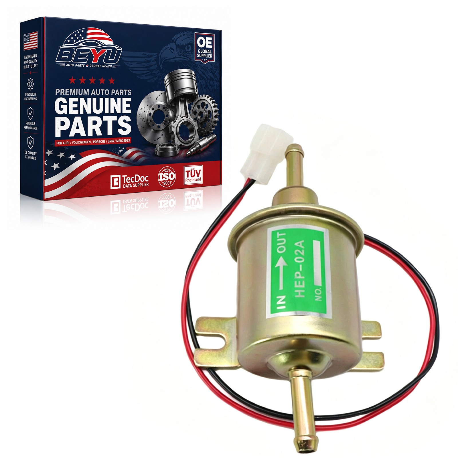 Electric Fuel Pump Inline Low Pressure 12V HEP-02A Universal 4-7 PSI Gas Diesel