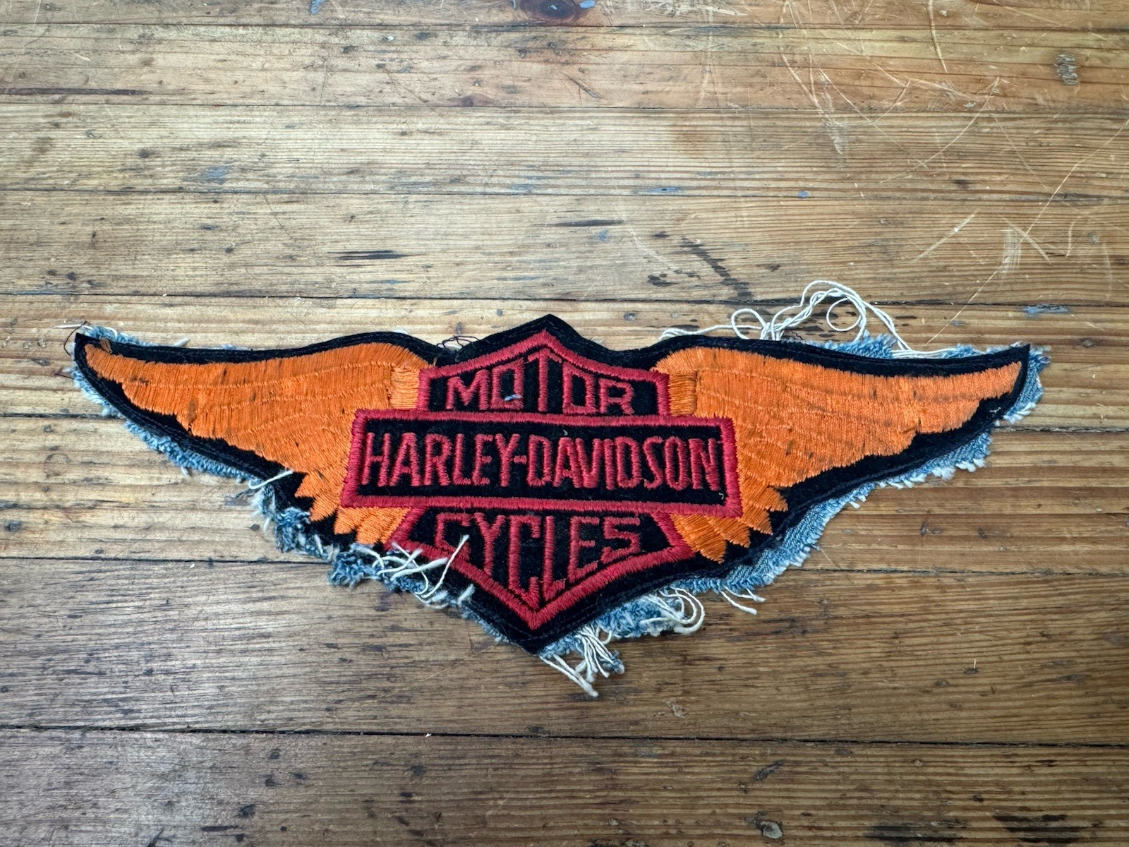 Vintage 70s 80s Harley Davidson Winged Bar & Shield Embroidered Patch 11" Large