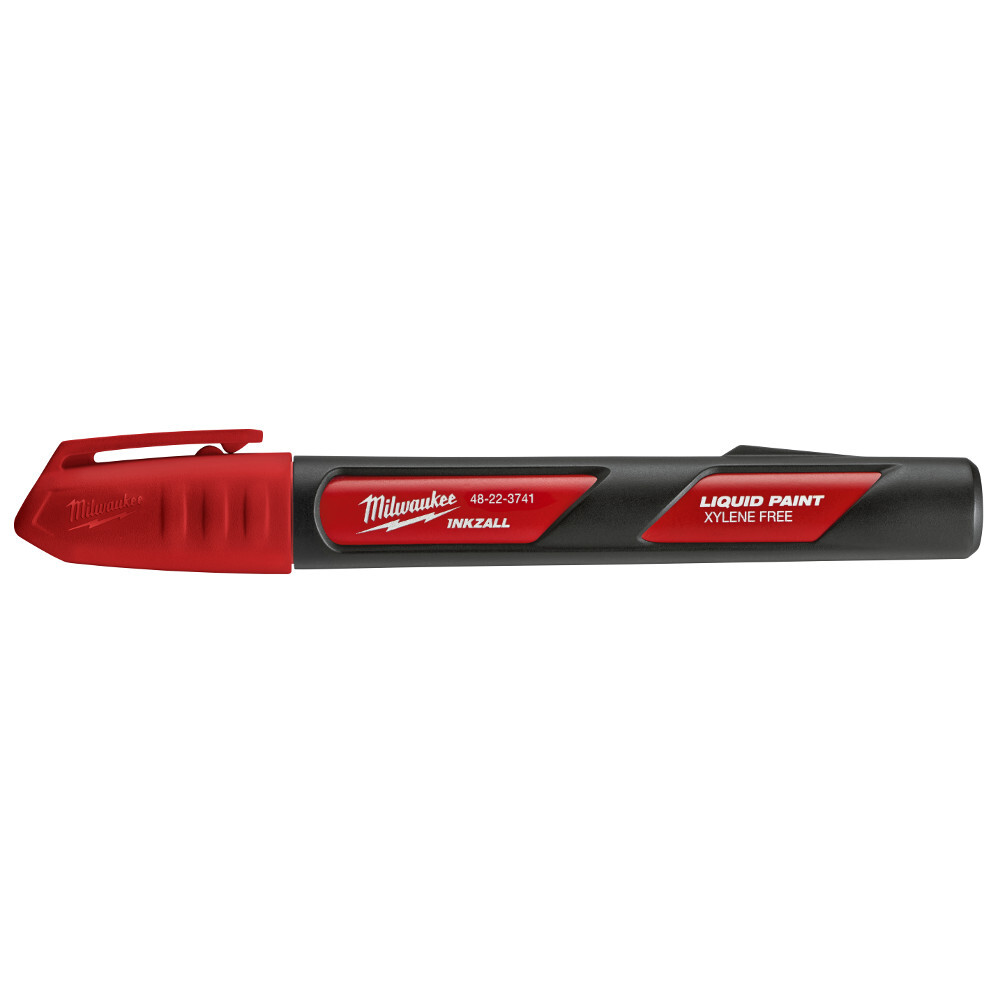Milwaukee 48-22-3741 INKZALL Red Liquid Paint Marker, Acrylic Nib, Xylene Free