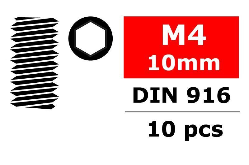 Corally - Steel Set Screws M4 x 10mm, Hex, 10pcs