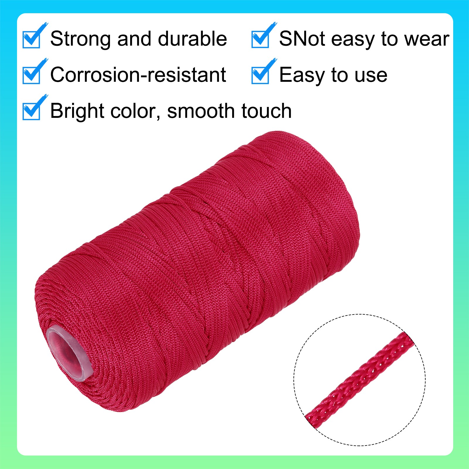 Nylon String Cord 1.5mm x 218Yard Macrame Rope Braided Thread Twine Wine Red