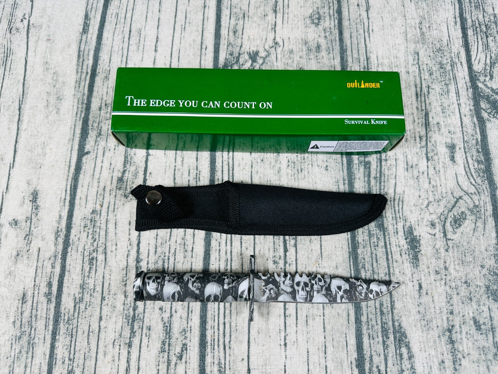 Outlander Survival Knife Skulls with Belt Sheath & Compass