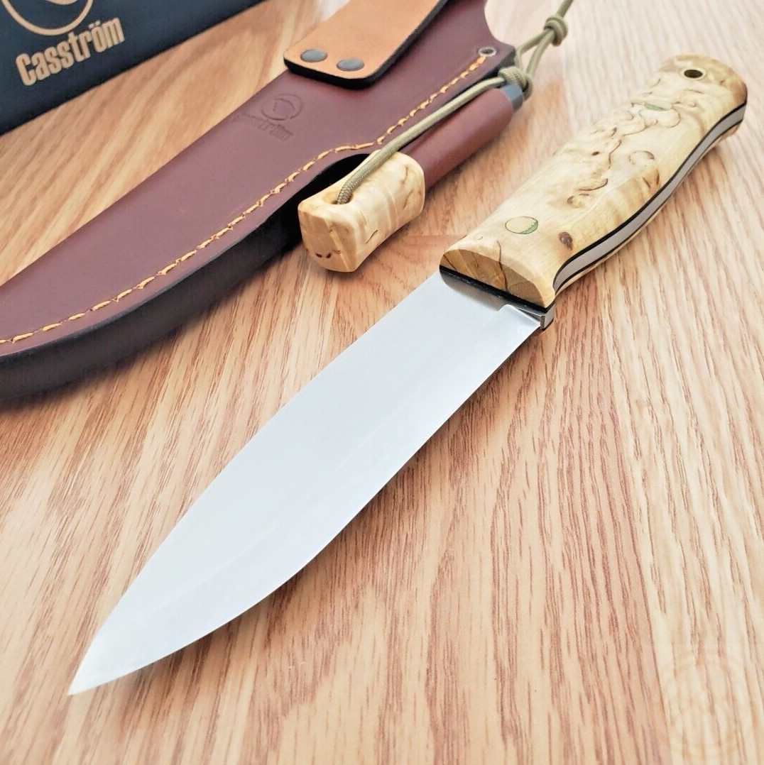 Casstrom Lars Falt Fixed Knife 4.5" Sleipner Tool Steel Blade Curly Birch Handle