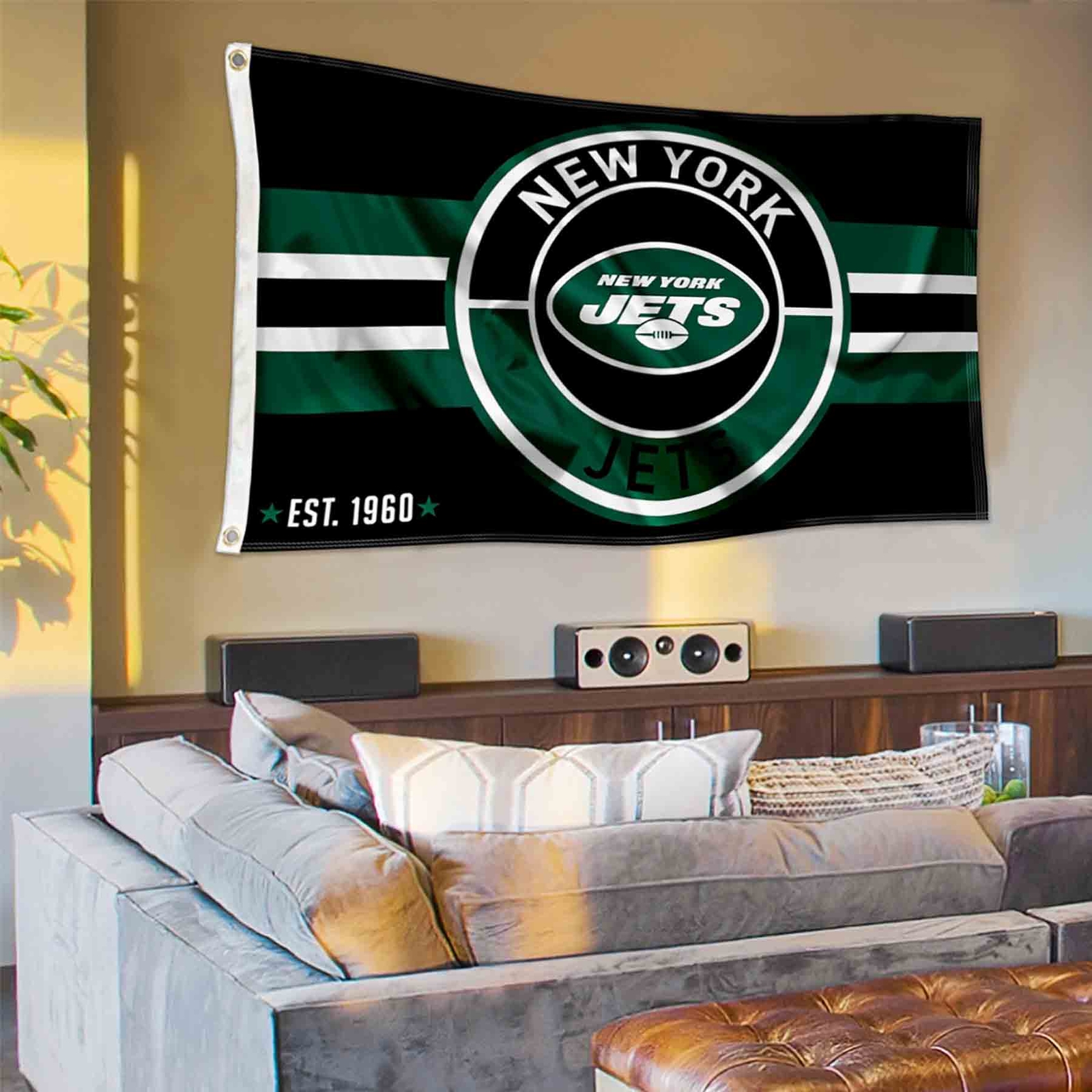 3x5 Feet New York Jets Patch Button Circle Logo Banner Flag