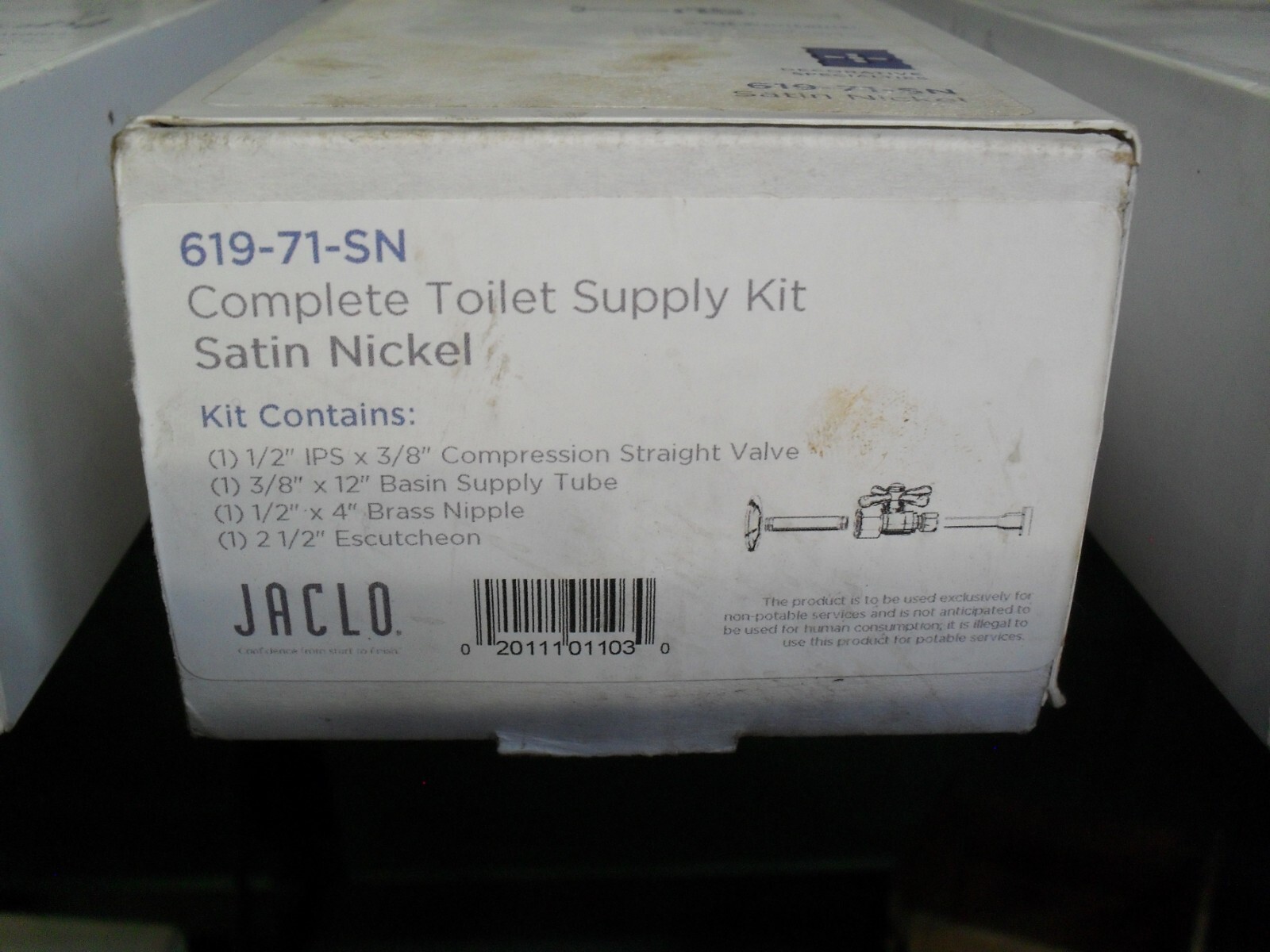 Jaclo 619-71-SN 1/2"IPS x 3/8" Od QT Straight Valve Toilet supply 12" Satin Nick