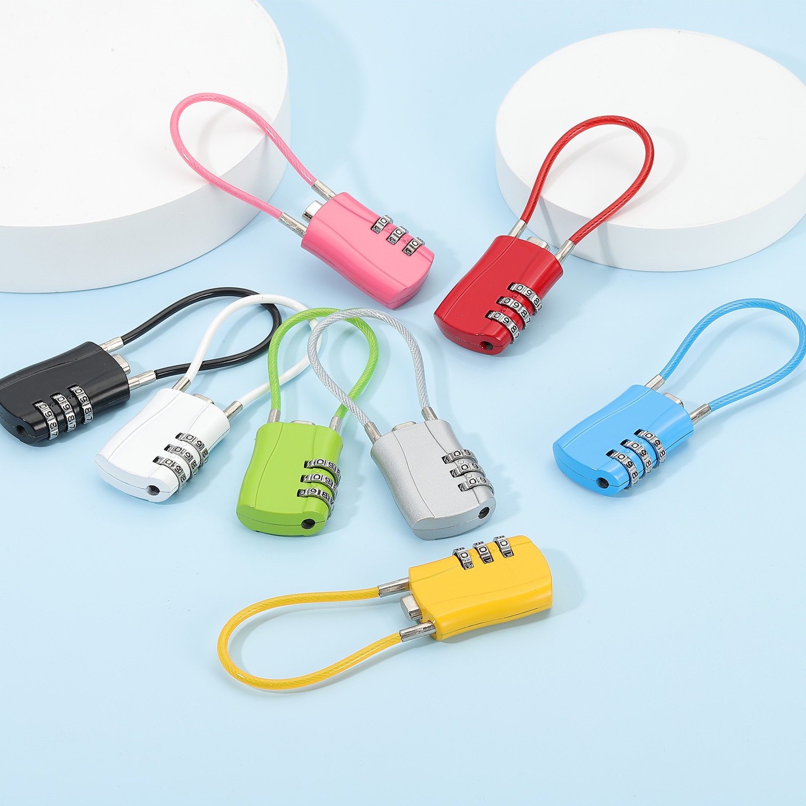4 Pcs 3 Digit Luggage Cable Combination Lock with 12" Long Cable, Silver