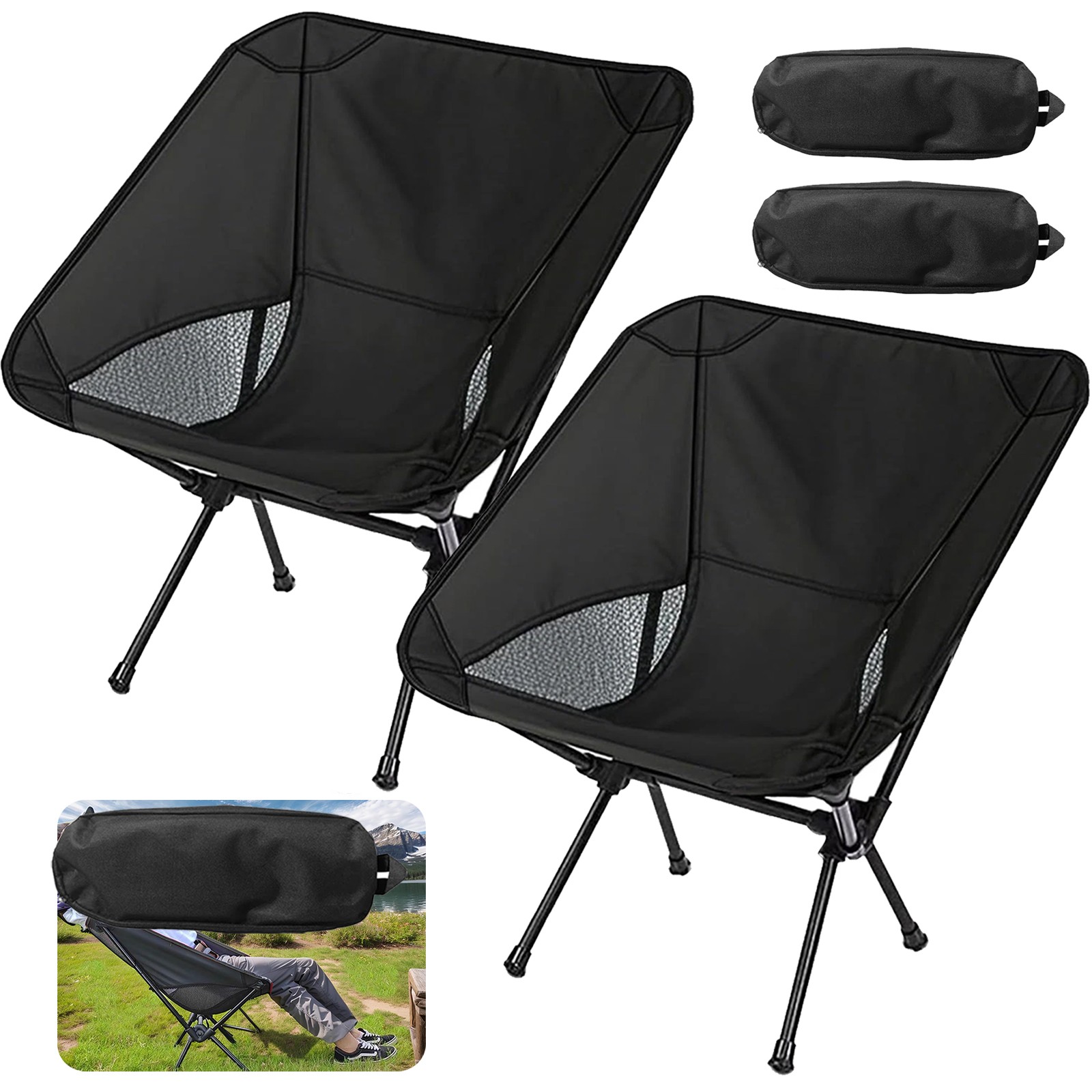 2 Pack Portable Camping Chair Lightweight Folding Outdoor Chair for Hiking Camp