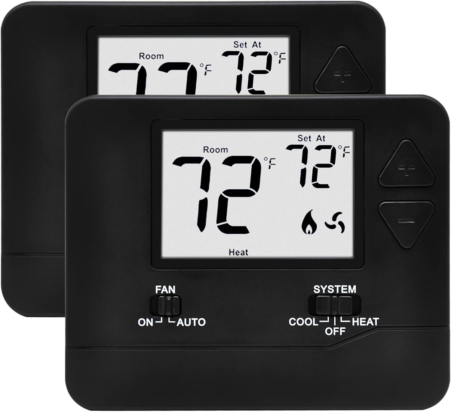 2 Pack Non-Programmable Digital Thermostat for Home, up to 1 Heat/1