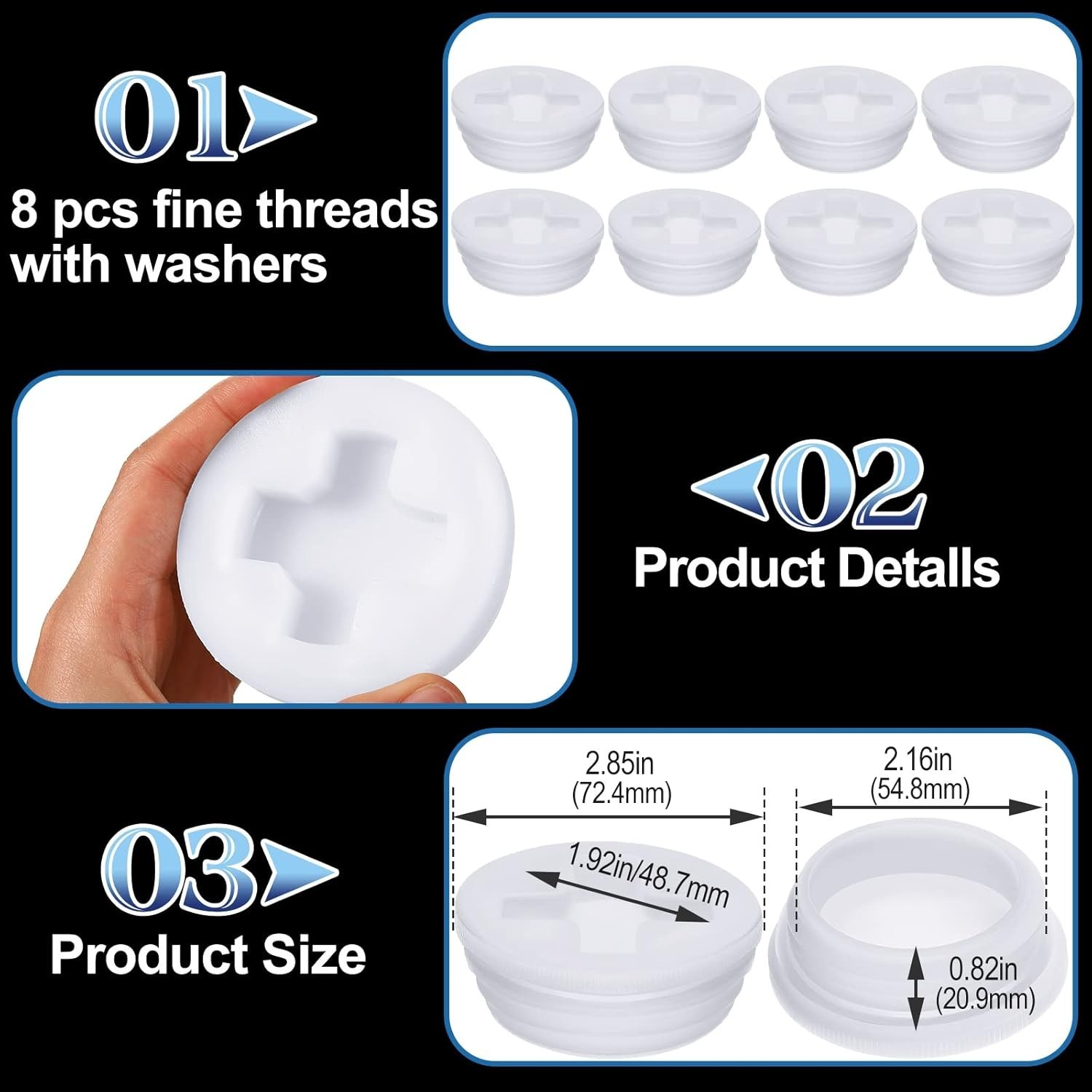 Bung Caps 2'' Fine and Coarse Thread with Gasket Poly Buttress Drum Bung Hole