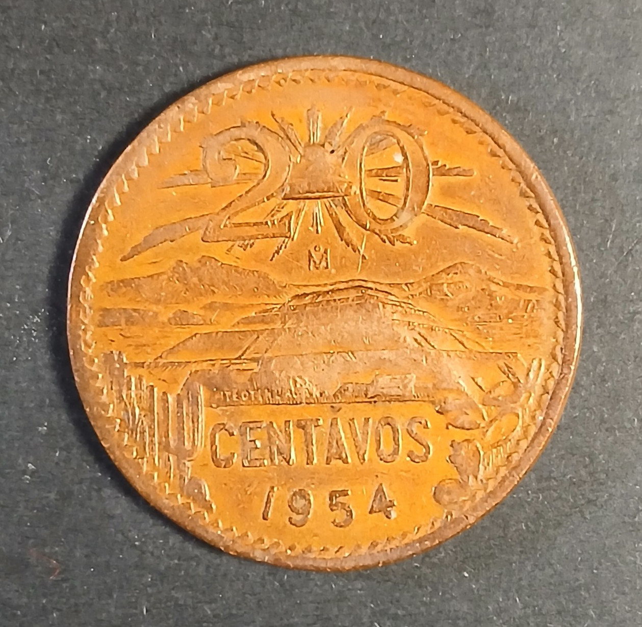 1954 Mexico 20 Centavos Bronze World Coin