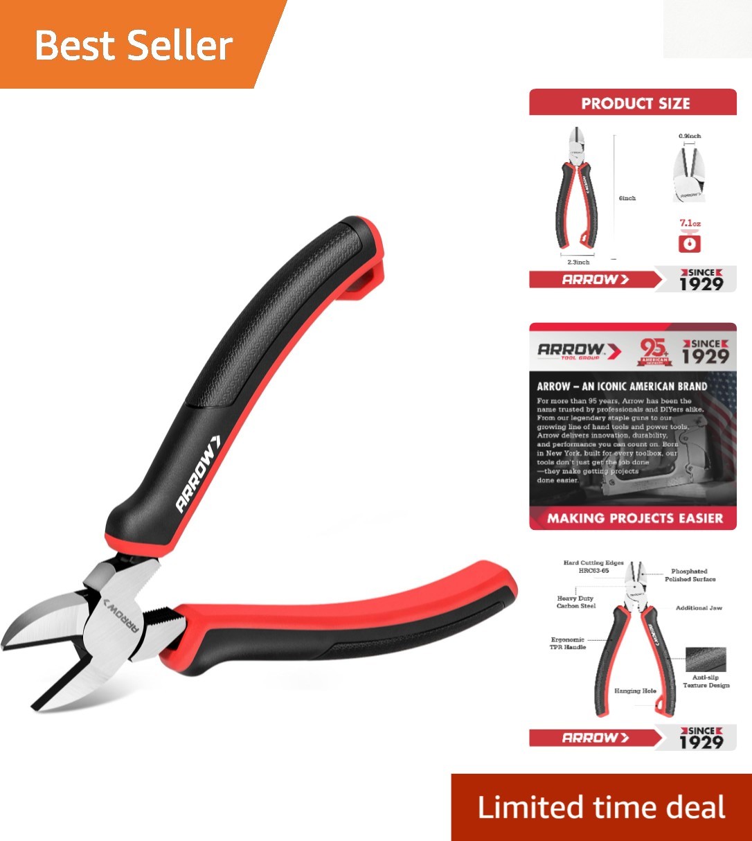 Heavy-Duty 6 Inch High-Leverage Pliers with Soft TPR Handle for Easy Cutting