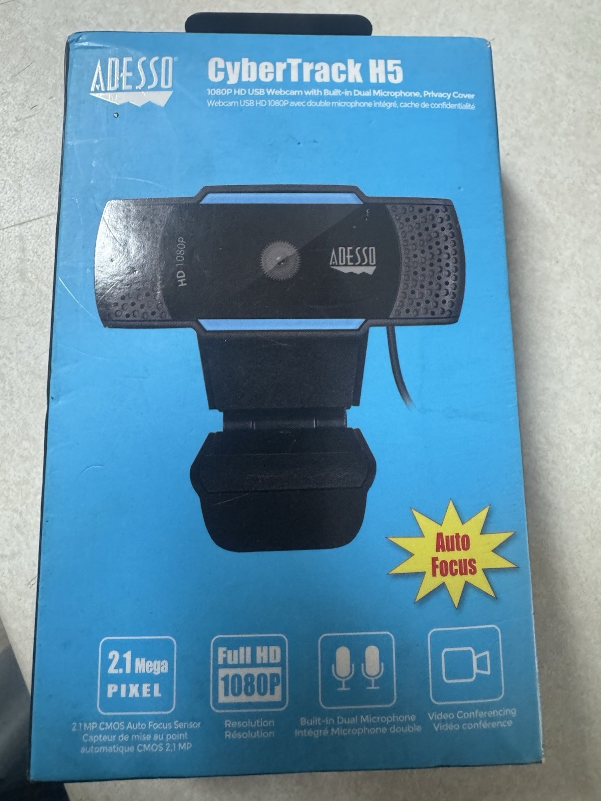 Adesso CyberTrack H5 1080P Webcam - 2.1 Megapixel - 30 fps - USB 2.0 - Auto Focu