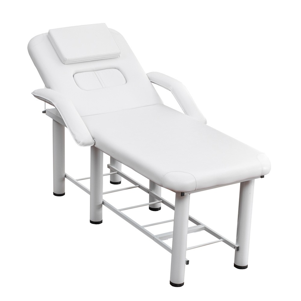 Professional Beauty Bed with Removable Headrest  Armrests and Storage Shelf