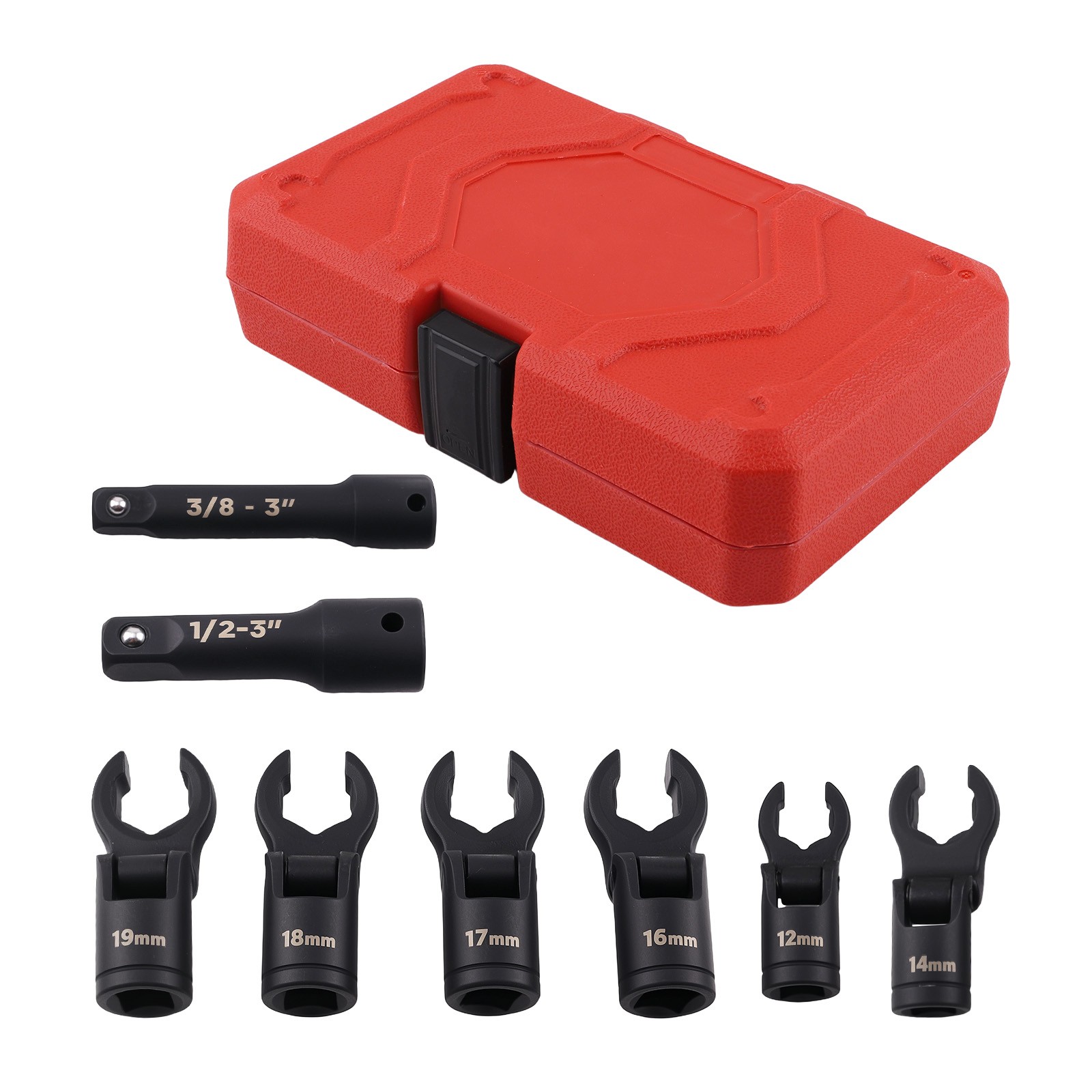 Crow Foot Wrench Set 12-19mm Flare Nut Line Wrench for Brake Fuel Lines 1/2 3/8