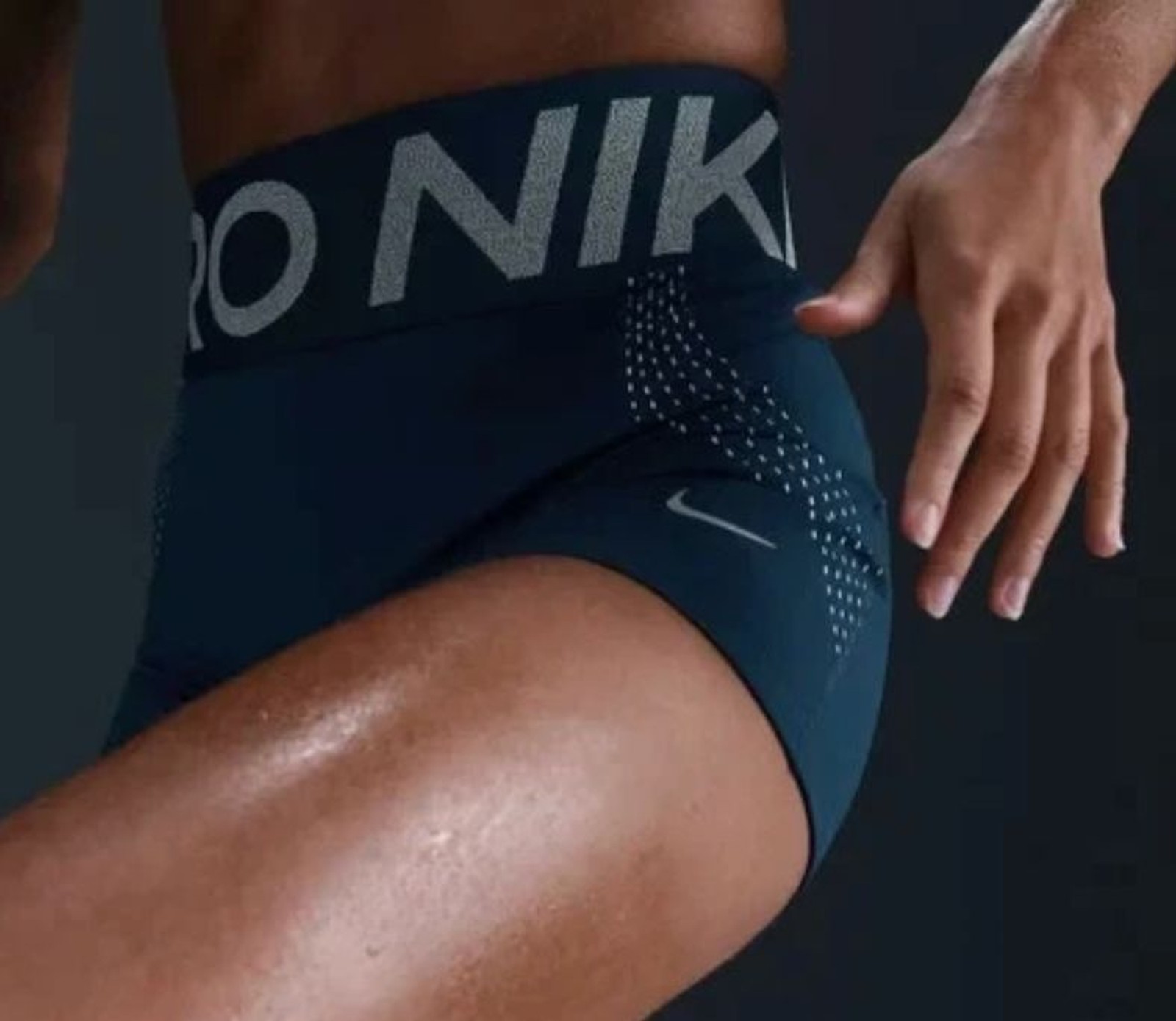 Nike Pro Sculpt Women's 3" Blue White High Waisted Biker Shorts SZ L FV7935478