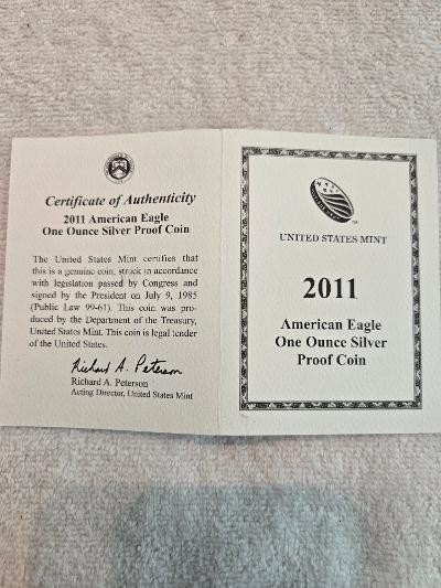 2011 U.S. Mint American Eagle Proof w/ OGP & COA