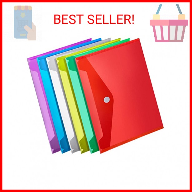 LEOBRO Plastic File Folders for Documents, 6 PCS Plastic Envelopes, Reusable Cle