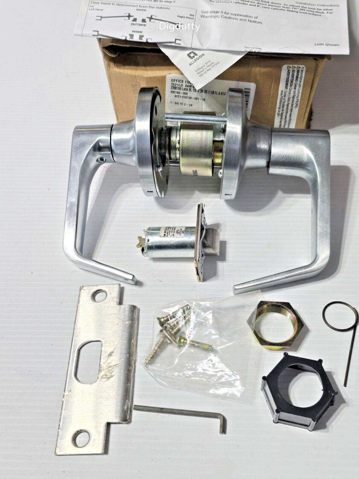 Falcon T521LD DAN 626 OFFICE LOCK, T-Series EXTRA Heavy Duty, LH/RH Satin Chrome